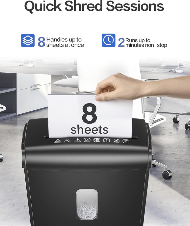 Locksworth 8-Sheet Micro-Cut Paper Shredder, P4 High Security, 4 Gallon Bin, 2-Minute Continuous Run, Home & Small Office Use - Image 2